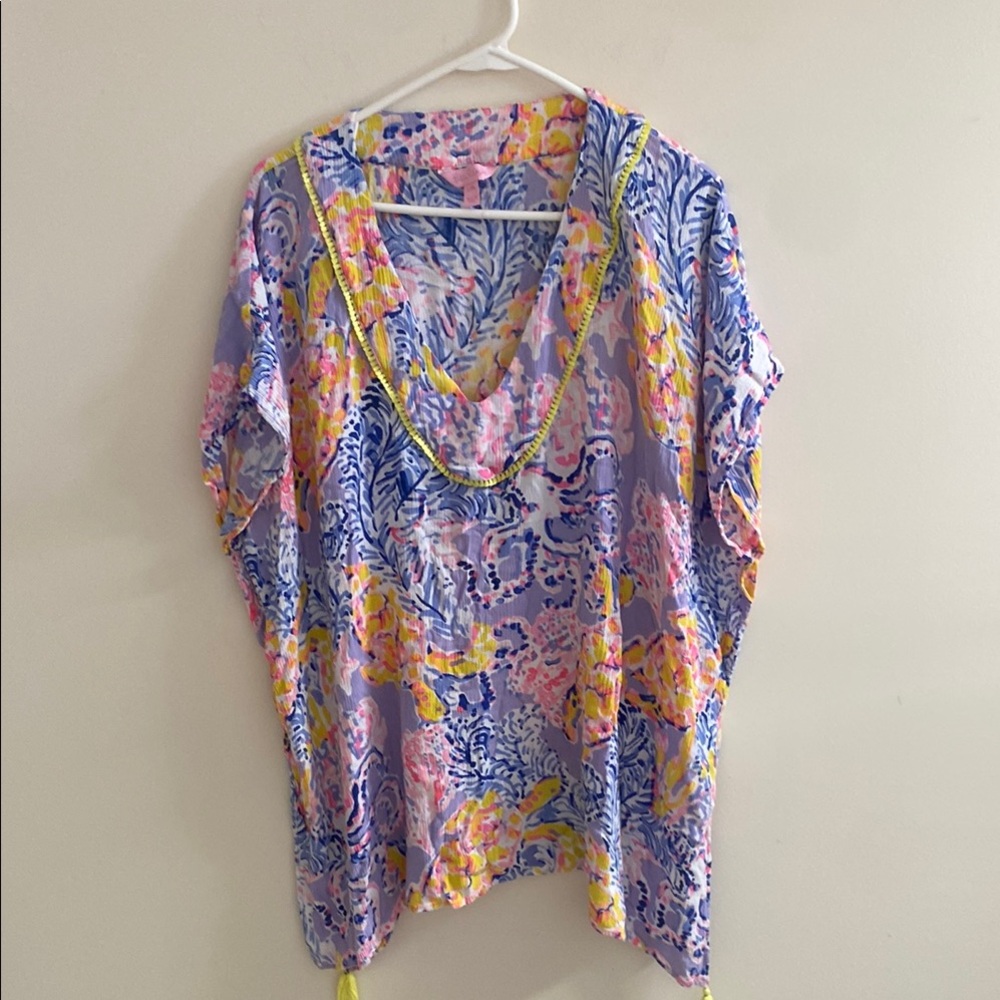 Lilly Pulitzer So Snappy Turtle Print Swim Coverup Tunic Dress L/XL